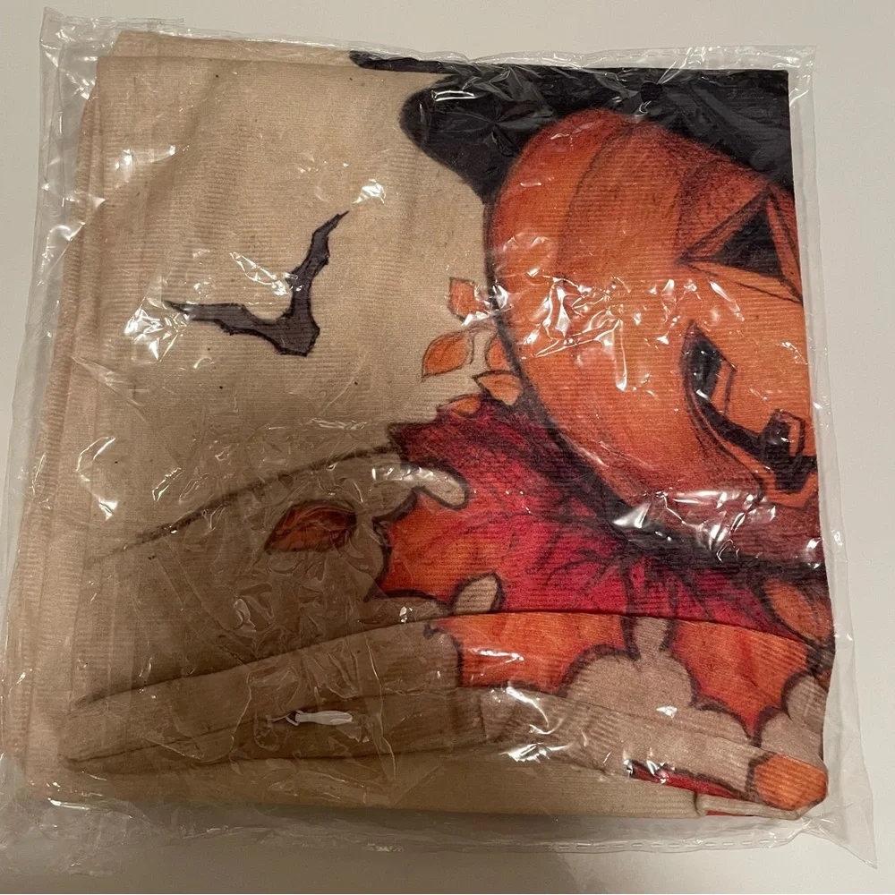 NWT Halloween Scary Pumpkin Wearing Witch Hat Throw Pillow Cover 18x18”
